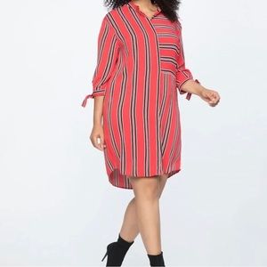 Eloquii Red Stripe Shirt Dress | Size 22